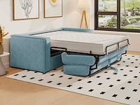 4-zits cabrioletbank express in turquoise blauwe ribfluwelen - bed met brede latten 160 cm - matras 22 cm - afbeelding 3 van  8