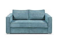 4-zits cabrioletbank express in turquoise blauwe ribfluwelen - bed met brede latten 160 cm - matras 22 cm - afbeelding 4 van  8