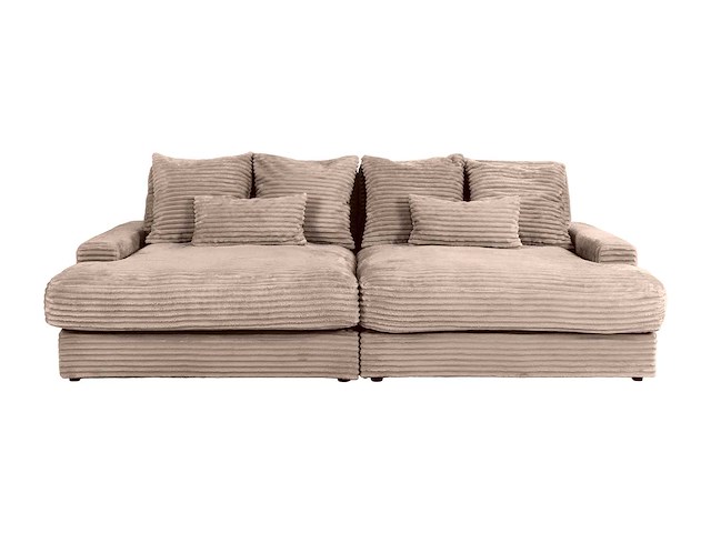 4-zits comfortbank diep in ribfluwelen met grote taupe ribben - afbeelding 1 van  3