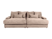 4-zits comfortbank diep in ribfluwelen met grote taupe ribben - afbeelding 1 van  3