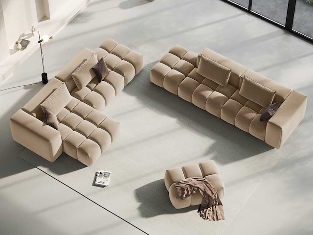 4-zitter linker hoek bank - zandfluweel - afbeelding 7 van  8