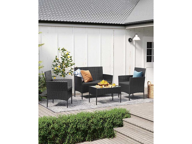 4-zitter tuinmeubilair in pe geweven hars, voor terras, balco - afbeelding 4 van  6