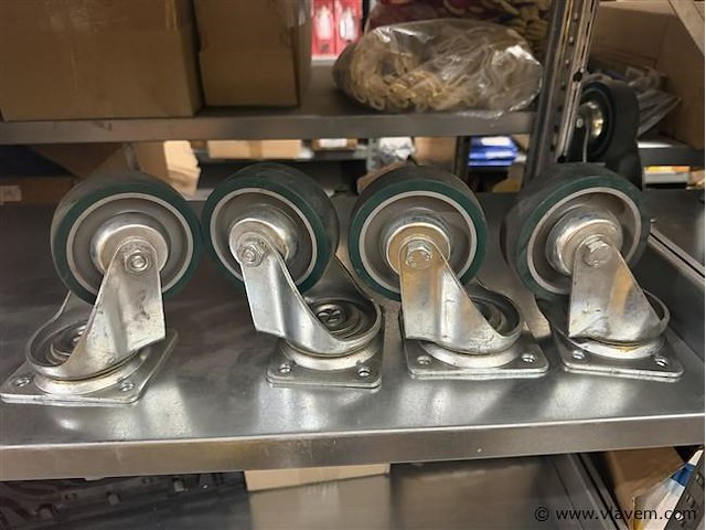 4 zwenkwielen zware kwaliteit 100mm - afbeelding 1 van  3