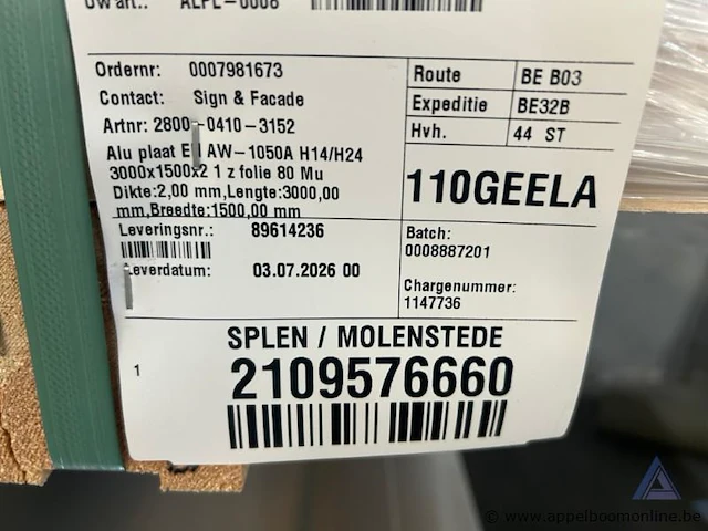 40 aluminium platen, afmetingen 3000 x 1500 x 2 mm. - afbeelding 2 van  4