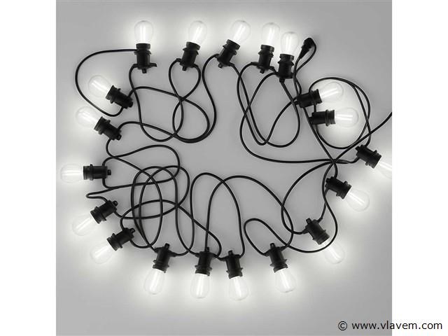 40 x 10 meter koppelbare prikkabel – e27 – ip44 – met stekker – zwart - afbeelding 1 van  5