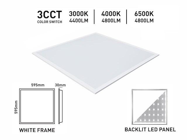 40 x 40w 3 kleur cct 60x60 inbouw backlit led panelen wit - afbeelding 7 van  9