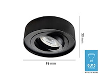 40 x gu10 inbouw armatuur zwart kantelbaar met lamphouder - afbeelding 5 van  7