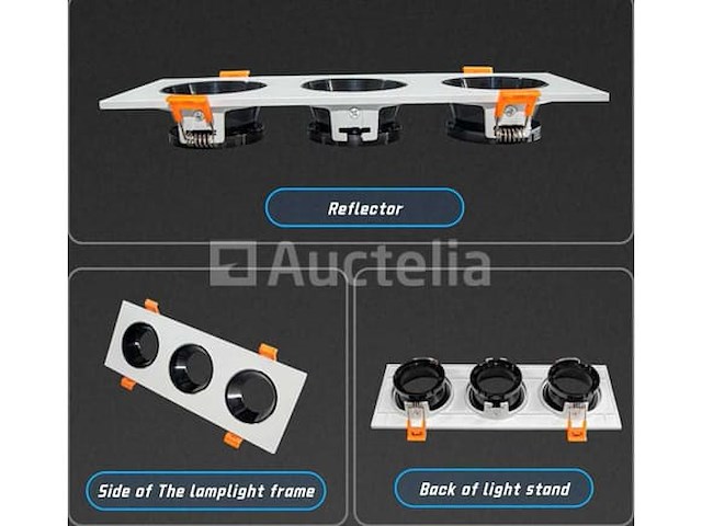 40 x gu10 verstelbare inbouwframes – rechthoekig – zwart/wit – model ep-3 - afbeelding 2 van  5