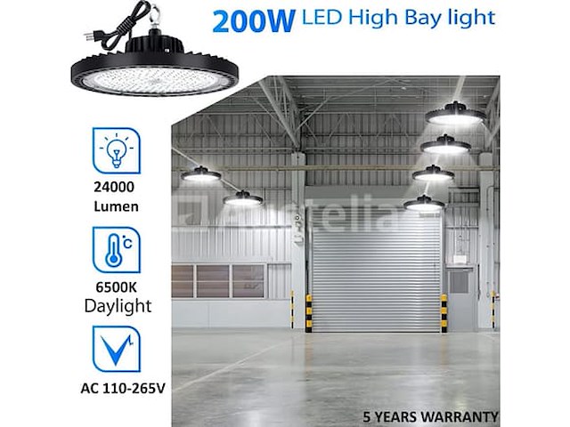 40 x highbay ufo 200w - pro design smd - dimbaar - koud wit 6500k - afbeelding 2 van  9