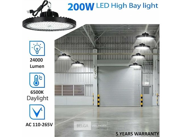40 x highbay ufo 200w - pro design smd - dimbaar - koud wit 6500k - afbeelding 3 van  10
