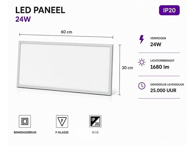 40 x led paneel 24w – 4200k neutraal wit - 595x295mm – ip20 – zodiac-24 - afbeelding 3 van  6