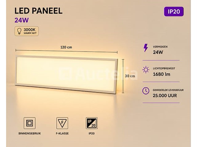 40 x led paneel 36w – 3000k warm wit - 1195x295mm – ip20 – zodiac-36 - afbeelding 1 van  5