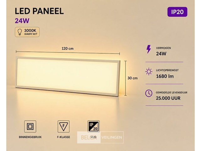 40 x led paneel 36w – 3000k warm wit - 1195x295mm – ip20 – zodiac-36 - afbeelding 1 van  6