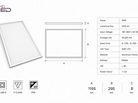 40 x led paneel 36w – 3000k warm wit - 1195x295mm – ip20 – zodiac-36 - afbeelding 5 van  6