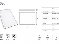 40 x led paneel 36w – 4200k neutraal wit - 1195x295mm – ip20 – zodiac-36 - afbeelding 2 van  5