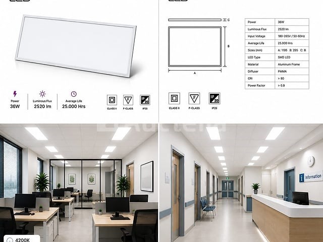 40 x led paneel 36w – 4200k neutraal wit - 1195x295mm – ip20 – zodiac-36 - afbeelding 3 van  5