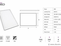 40 x led paneel 36w – 6400k koud wit - 1195x295mm – ip20 – zodiac-36 - afbeelding 4 van  5