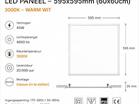 40 x led paneel 45w – 3000k warm wit - 595x595mm – ip20 – galaksi - afbeelding 2 van  5
