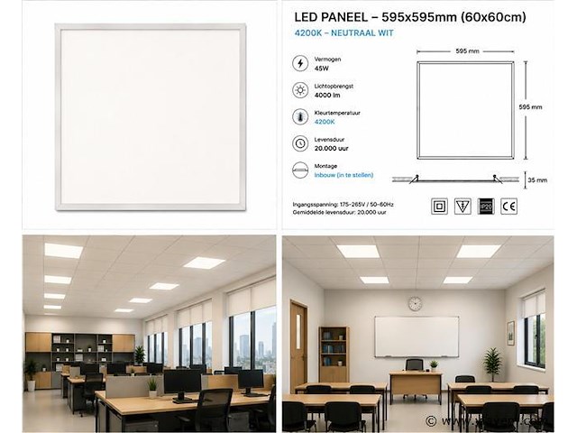 40 x led paneel 45w – 4200k neutraal wit - 595x595mm – ip20 – galaksi - afbeelding 5 van  5