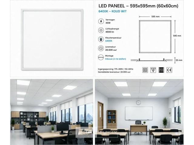 40 x led paneel 45w – 6400k koud wit - 595x595mm – ip20 – galaksi - afbeelding 6 van  6