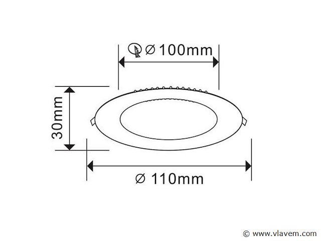 40 x led paneel – rond inbouw – 8w – 6500k koud wit – ip20 - afbeelding 3 van  4
