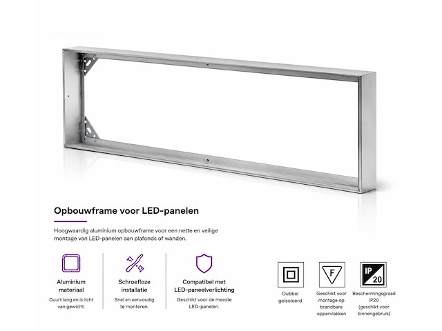 40 x opbouw frame voor led paneel – 1200x300mm – ip20 – frame-30120 - afbeelding 1 van  3