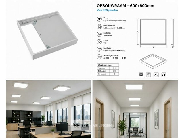 40 x opbouw frame voor led paneel – 600x600mm – ip20 – frame-6060 - afbeelding 6 van  6