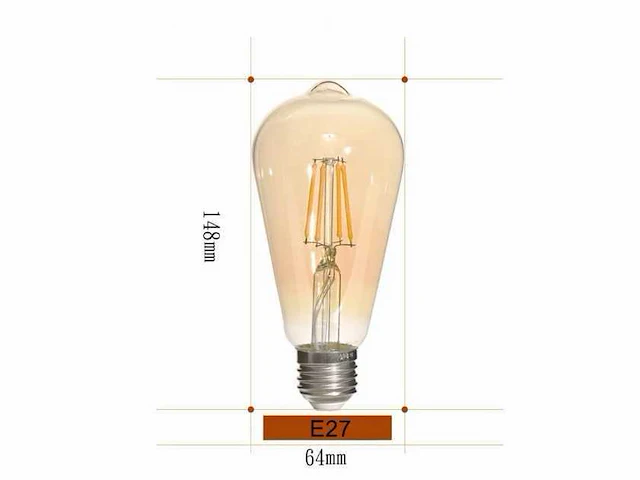 40 x st64 amber filament lamp – 6w – e27 – dimbaar – ip20 - afbeelding 8 van  8