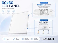 40w 3 kleur cct 60*60 inbouw backlit led panelen philips driver wit(24x) - afbeelding 4 van  8