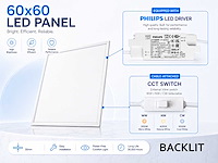 40w 3 kleur cct 60*60 inbouw backlit led panelen philips driver(24x) - afbeelding 7 van  8