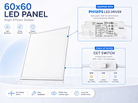 40w 3 kleur cct 60x60 inbouw backlit led panelen philips driver(6x) - afbeelding 3 van  3