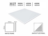 40w 3 kleur cct 60x60 inbouw backlit led panelen wit (20x) - afbeelding 5 van  5