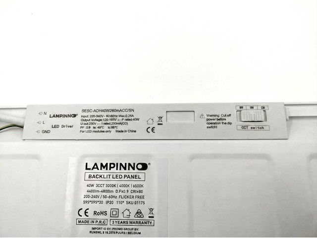 40w 3 kleur cct 60x60 inbouw backlit led panelen wit (20x) - afbeelding 7 van  8