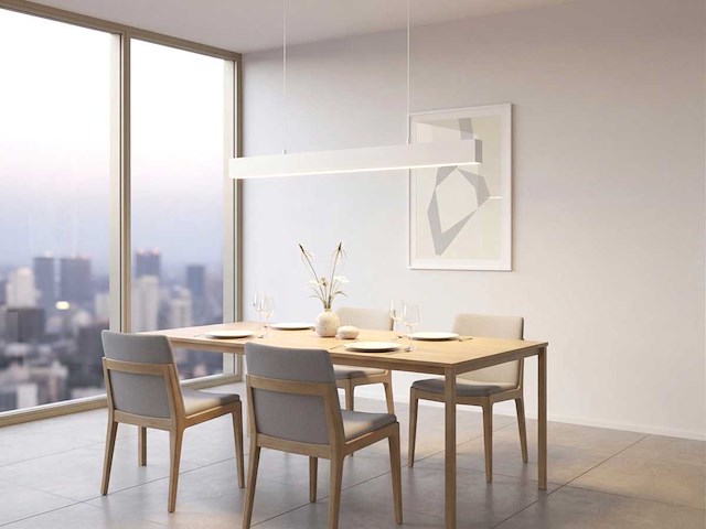 40w led 120cm linear design hanglamp met 3 kleur licht switch wit(2x) - afbeelding 1 van  10