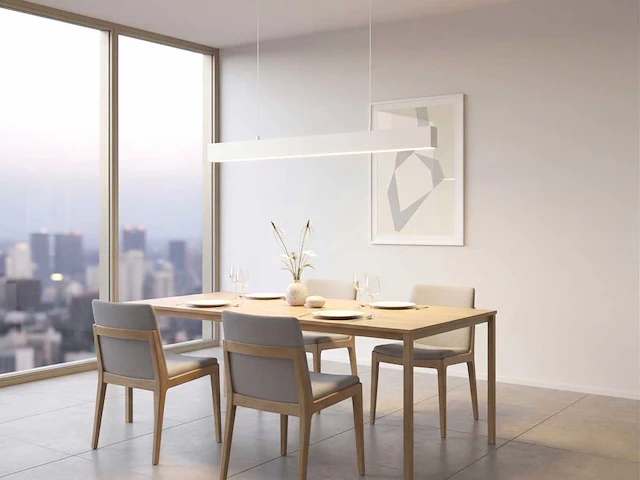 40w led 120cm linear design hanglamp met 3 kleur licht switch wit(2x) - afbeelding 4 van  10