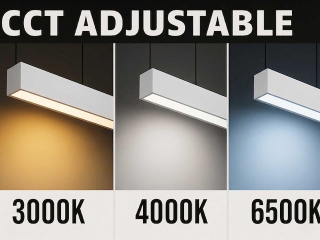40w led 120cm linear design hanglamp met 3 kleur licht switch wit(4x) - afbeelding 2 van  10