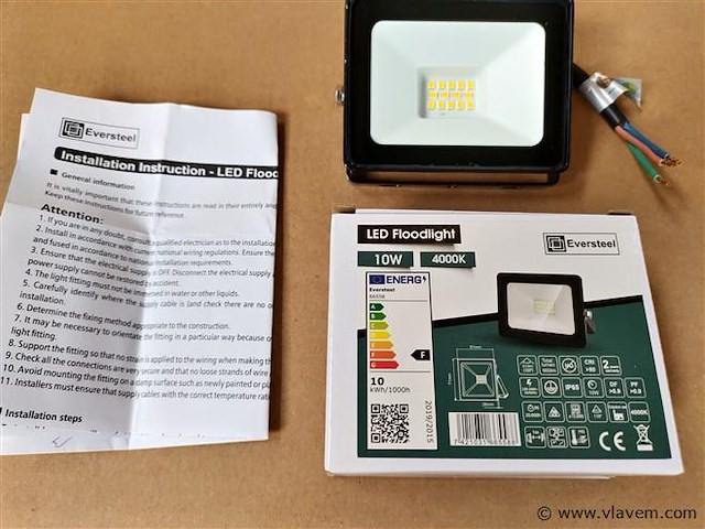 40x eversteel led breedstraler 10 watt - afbeelding 3 van  3