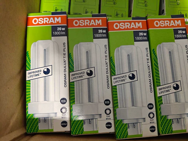 40x osram dulux t/e plus 26w/840 cool white (1800 lm, gx24q-3 4-pins - nieuw in doos) - afbeelding 2 van  7