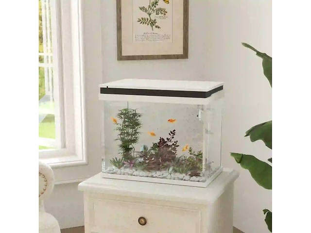 41 liter glazen aquarium met filtratiesysteem, led-lampen, waterpomp, voor verschillende vissoorten, wit - afbeelding 1 van  6
