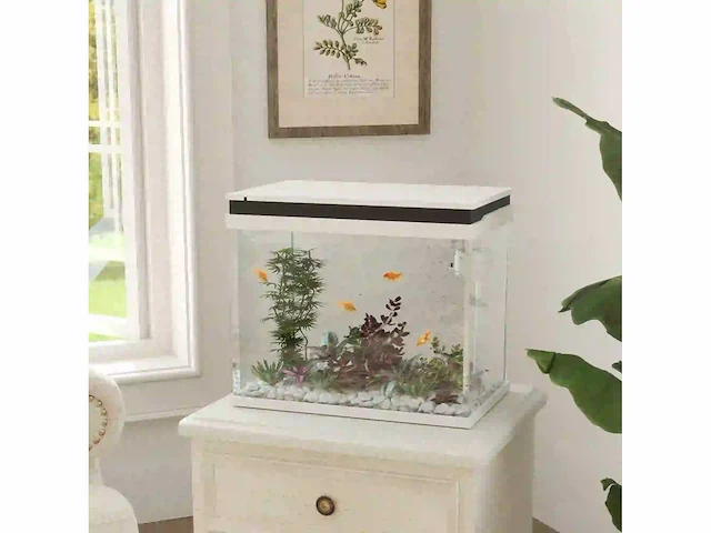 41 liter glazen aquarium met filtratiesysteem, led-lampen, waterpomp, voor verschillende vissoorten, wit - afbeelding 1 van  6