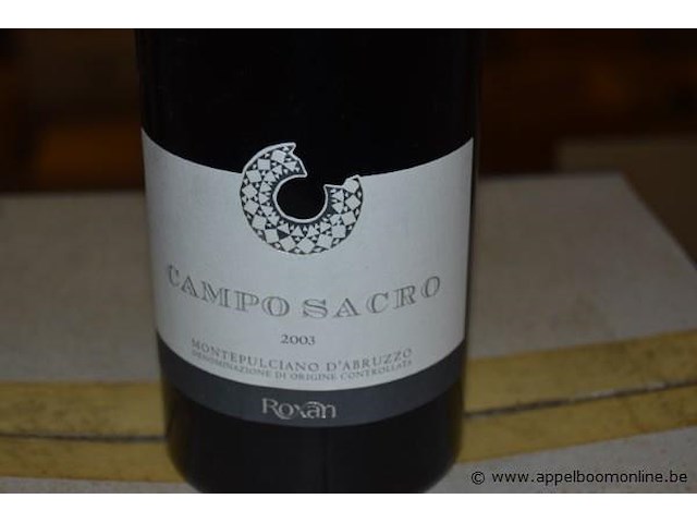 42x fles rode wijn, campo sacro, montepulciano d'abruzzo, 2003, 75cl - afbeelding 2 van  2