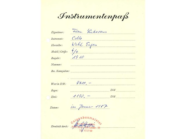 4/4 cello - eugen wahl (1910) - afbeelding 2 van  10