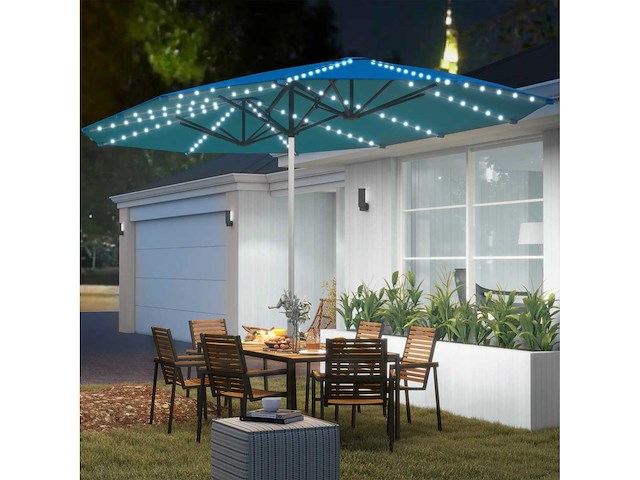 4,5 m dubbelzijdige buitenparasol met zonneverlichting, upf50+ bescherming - afbeelding 1 van  4