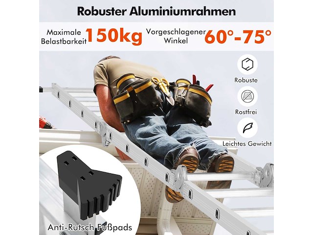 4,6 m multifunctionele ladder met een veilig vergrendelingssysteem en antislipvoeten - afbeelding 2 van  7