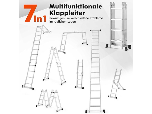 4,6 m multifunctionele ladder met een veilig vergrendelingssysteem en antislipvoeten - afbeelding 3 van  7