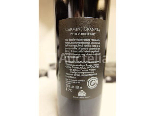 48 flessen rode wijn 75 cl - argentinië carmine granata petit verdot 2017 - afbeelding 4 van  4