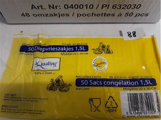 48 x 50 diepvrieszakjes 1,5 l 20x30 cm - afbeelding 2 van  2