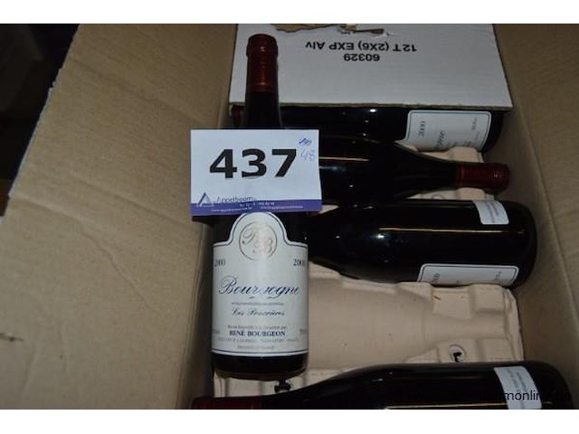 48x fles rode wijn, rené bourgeon, bourgogne les pourrières, 2000, 75cl - afbeelding 1 van  3