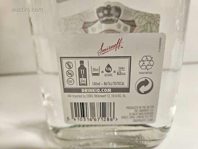 (48x) fles(sen) smirnoff wodka - afbeelding 3 van  3