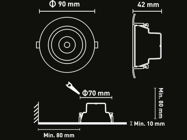 4.9w cct 3 kleur inbouwspot waterdicht (100x) - afbeelding 4 van  4
